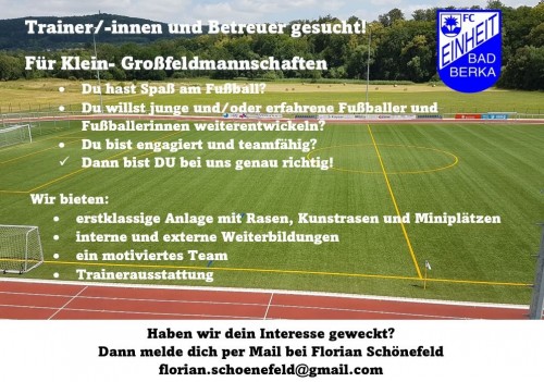 FC Einheit sucht Trainer und Betreuer für Nachwuchsbereich