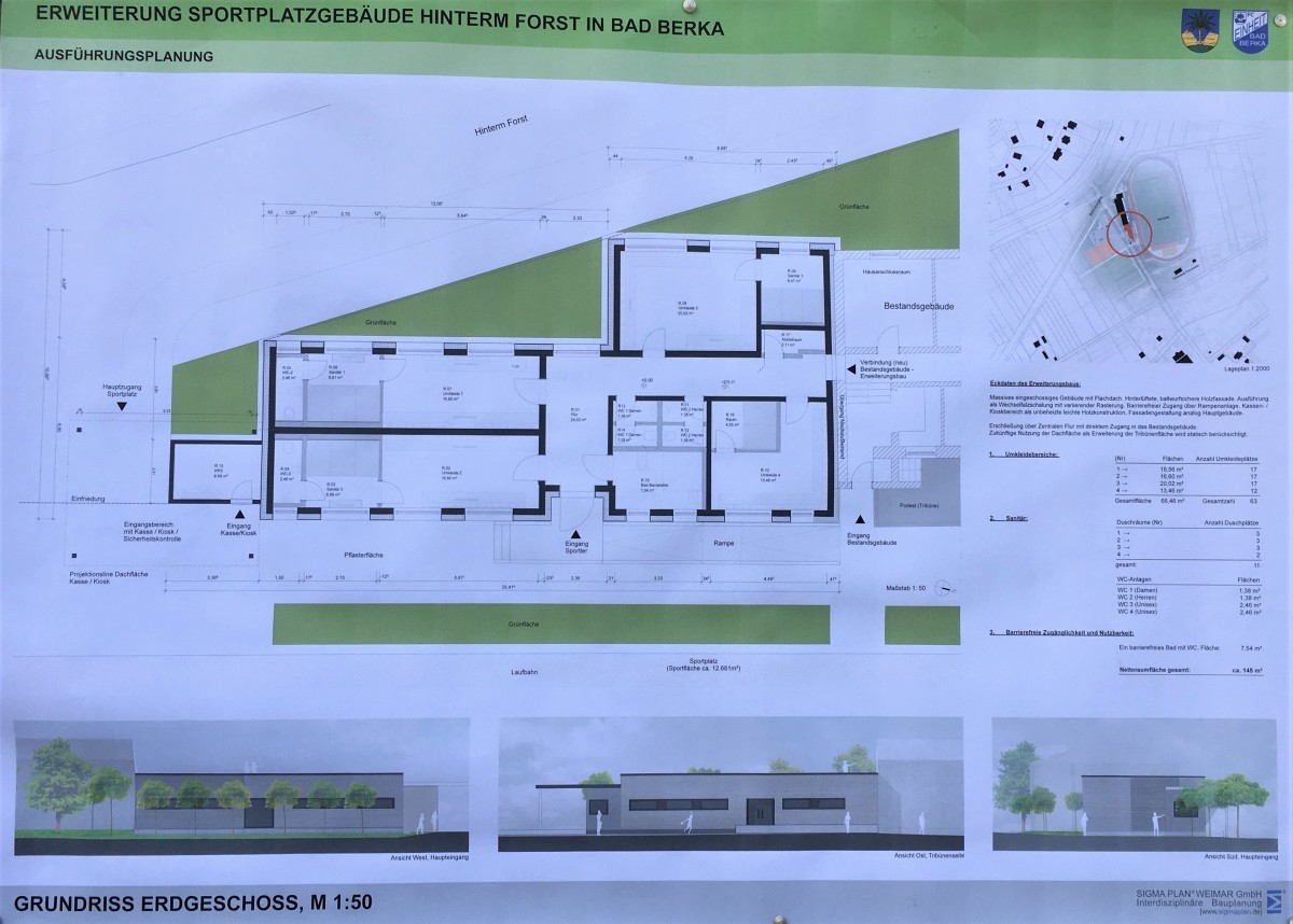 Der Anbau für die neuen Kabinen hat begonnen