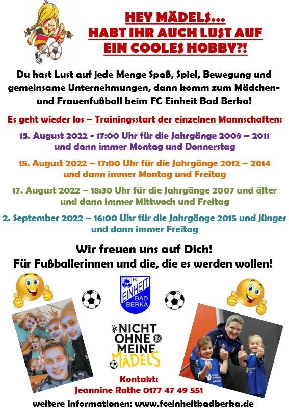 Morgen gehts los…...interessierte Mädels sind herzlich Willkommen!