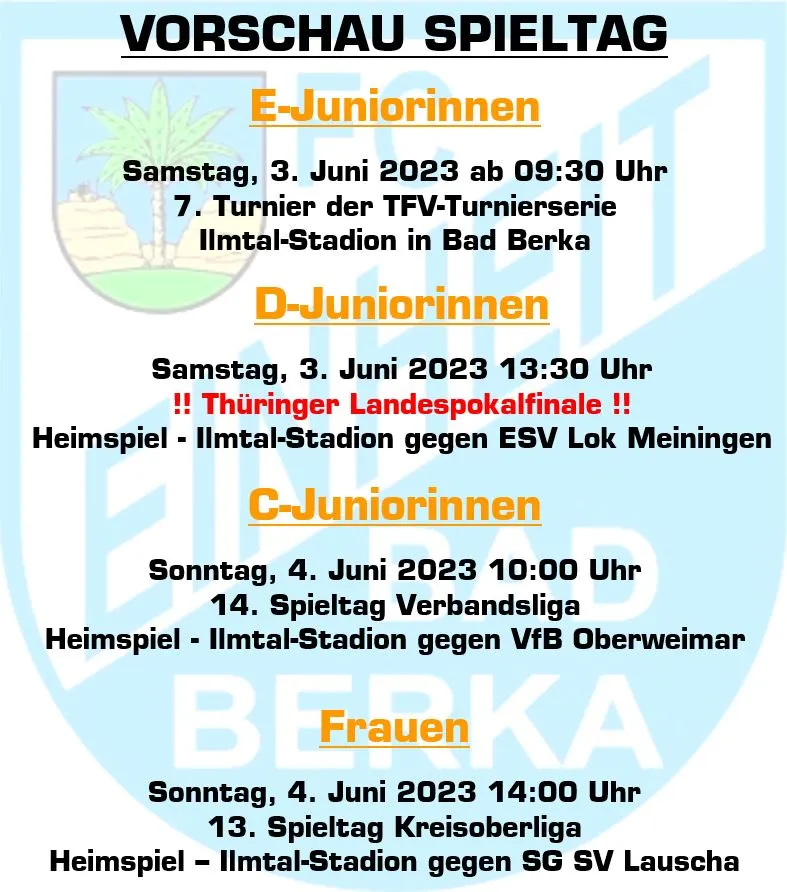 Landespokalfinale und jede Menge mehr am Wochenende im Ilmtal-Stadion